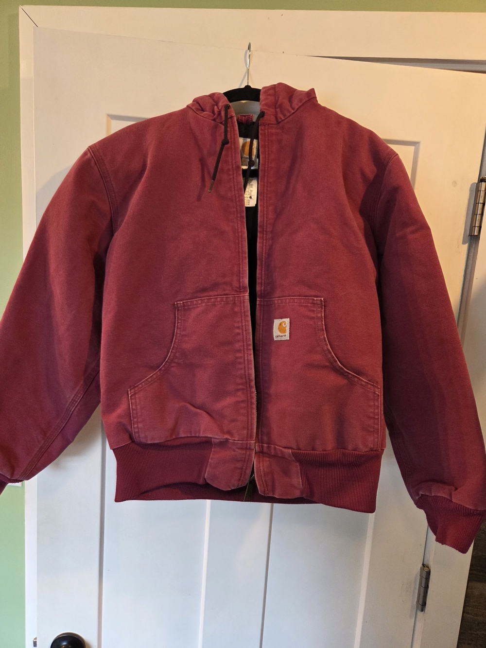 Carhartt Wine Red Hooded Work Jacket